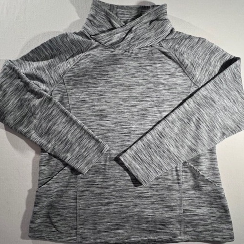 Unbranded Pullover Women Large Gray Space Dye Crossover Funnel Neck Pockets
